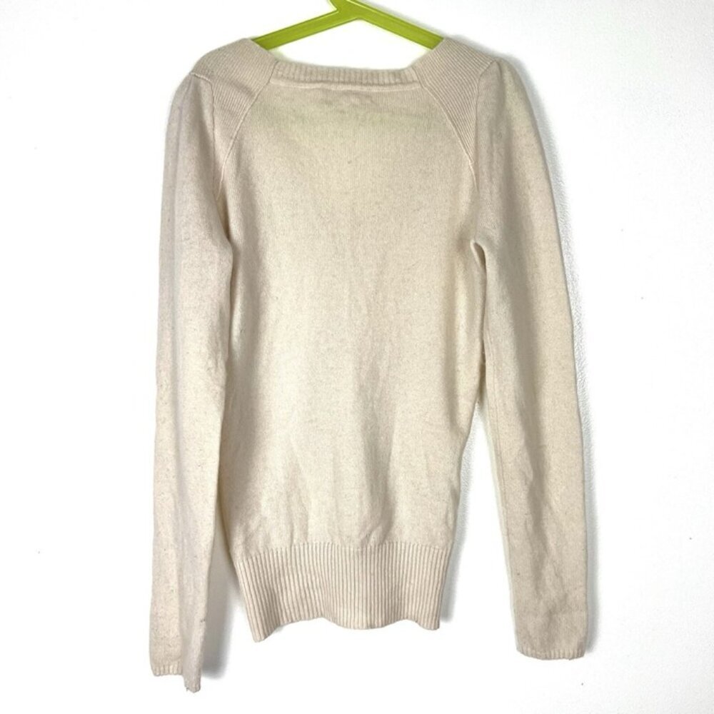 Phoebe & Lola Ivory Cashmere Sweater‎ Sz XS V Neck Y2K Coquette Preppy Capsule - Picture 3 of 8